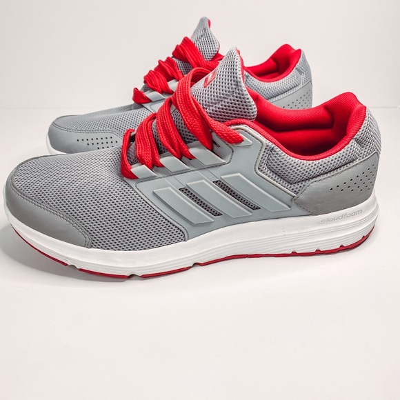 Adidas Mens Ortholite Cloudfoam Shoes, Grey/Red, Size 12 - Picture 2 of 10